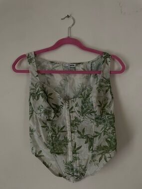 Fashion Nova Green Botanical Corset Camisole